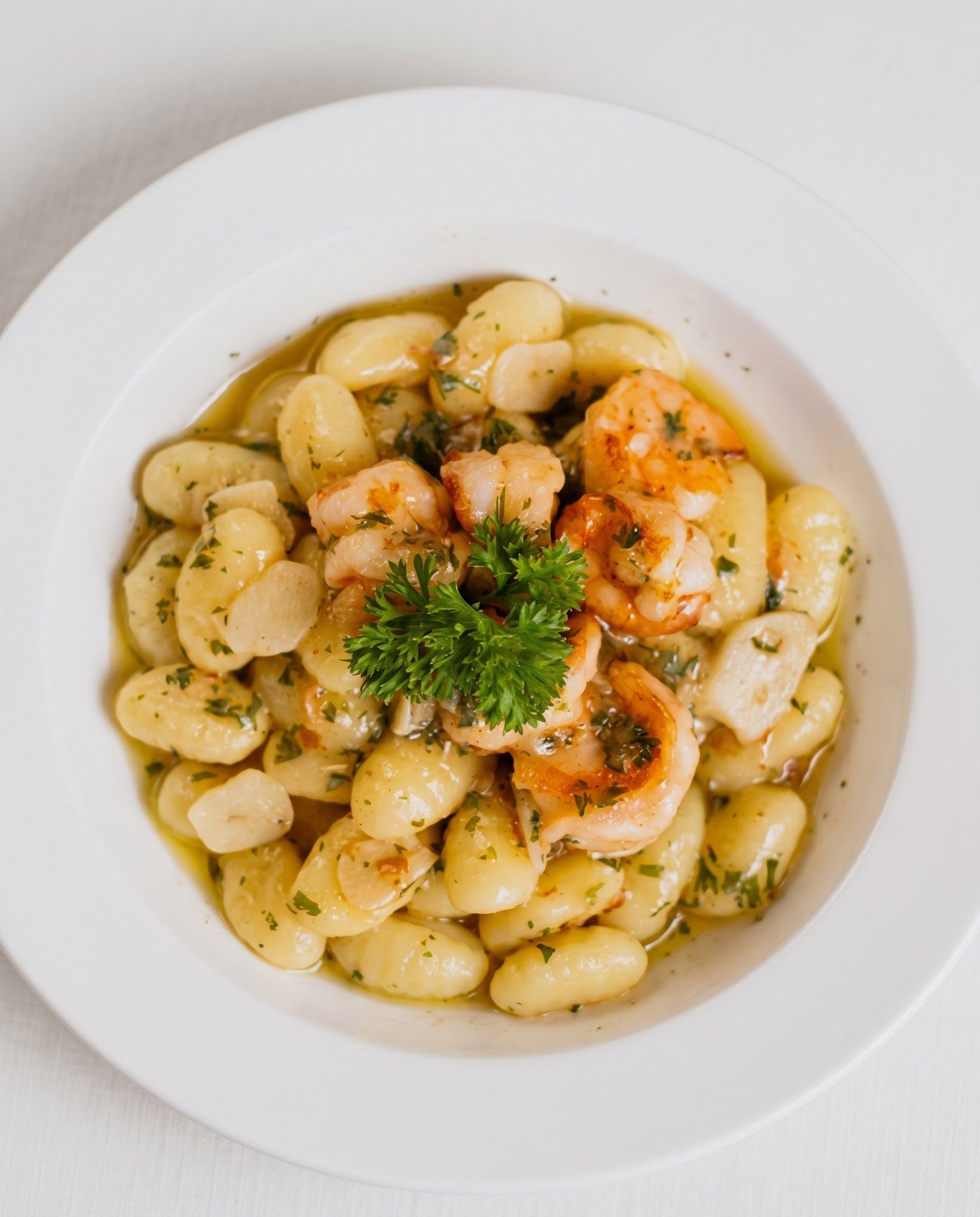 Gnocchi con camarones